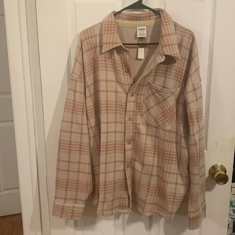 Brown and tan shacket